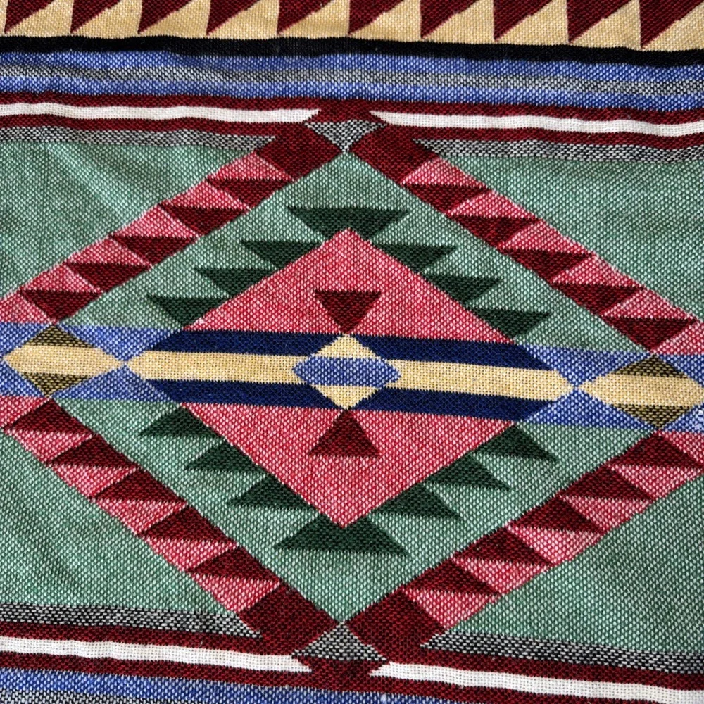 Vintage Art Native American Indian Canoe Tapestry Blanket Navajo Southwest 52X48